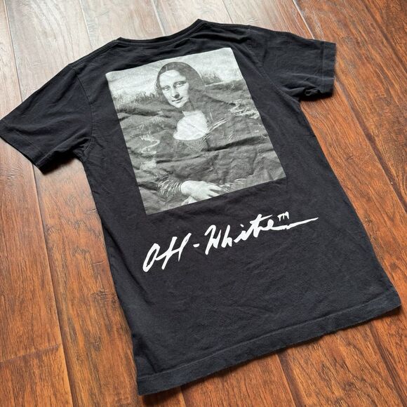 Off-White Virgil Abloh Mona Lisa Graphic Print T-shirt Men’s Size S Black Preown - Picture 12 of 16